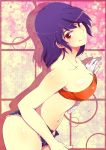  bandage bandages bandeau bare_shoulders blue_hair breasts cleavage cutoffs denim denim_shorts female highres kanbaru_suruga kiguchiko large_breasts monogatari_(series) navel nisemonogatari open_fly red_eyes shiny shiny_skin short_hair short_shorts shorts smile solo strapless tubetop unzipped 