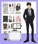  akutabe bag beef_jerky book briefcase coin formal key keychain male meme money newspaper no_eyebrows photo photo_(object) quill solo suit yondemasuyo_azazel-san 