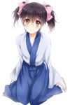  blush bow character_request genderswap gintama glasses hair_bow highres kneeling male maruki_(punchiki) punchiki shimura_shinpachi short_twintails traditional_clothes trap twintails white_background 