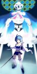  ace_(hyper_otintin_time) armband armor blue_eyes blue_hair cape gloves highres magical_girl mahou_shoujo_madoka_magica miki_sayaka oktavia_von_seckendorff short_hair solo soul_gem spoilers sword thigh-highs thighhighs weapon zettai_ryouiki 