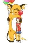  balloon baseball_cap boy brown_hair child costume hat holding pokemon pokemon_(game) pokemon_frlg pokemon_rgby raichu red_(pokemon) red_(pokemon)_(remake) shorts tribute you_gonna_get_raped 
