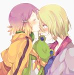  aquarion_evol blonde_hair blue_eyes blush closed_eyes doll eyes_closed gradient_hair headphones jin_muso jin_musou multicolored_hair orange_hair purple_hair shishina tama_(aquarion) yunoha_thrul 