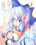  /\/\/\ 1girl :x adult animal_ears blue_eyes blue_hair blush bow bowl bunny_ears cirno commentary commentary_request detached_sleeves eating flat_gaze food hair_bow hair_ornament lavender_hair long_hair noodles red_eyes reisen_udongein_inaba smile solo surprised touhou wings yurume_atsushi 