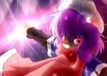  commentary_request hat letty_whiterock purple_hair red_eyes scarf short_hair solo touhou yin_yang yurume_atsushi 