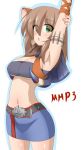  :o arm_grab armband armpits arms_up bandeau bangs belt belt_buckle blush body_blush bone_(armor) breasts brown_hair capcom cleavage deviljho_(armor) dober dober_(armor) female fur_trim green_eyes hair_between_eyes highres horns kaz_(shade) large_breasts long_hair looking_at_viewer looking_back makihara_nodoka medium_breasts midriff miniskirt monster_hunter monster_hunter_portable_3rd navel open_mouth original payot profile shadow sideboob simple_background skirt solo standing stretch studded_belt teeth title_drop top under_boob underboob white_background 