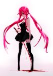  bare_shoulders black_legwear boots breasts cleavage crazy dress garter_straps gasai_yuno hair_over_one_eye high_heels katana kmikan long_hair mirai_nikki pigeon-toed pink_eyes pink_hair shoes smile solo sword thigh-highs thigh_boots thighhighs twintails very_long_hair weapon yandere zettai_ryouiki 