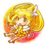  blonde_hair boots bowtie chibi cure_peace dress hair_ornament hairpin kise_yayoi long_hair lowres magical_girl mofumofu no_nose precure puffy_sleeves skirt smile_precure! solo wrist_cuffs yellow yellow_dres yellow_dress yellow_eyes 