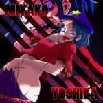  aono3 arm_up ass beret blue_hair butt_crack hat highres jiangshi miyako_yoshika ofuda open_mouth outstretched_arms red_eyes scar short_hair skirt skirt_down smile solo stitches tongue tongue_out touhou zombie_pose zoom_layer 