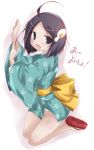  black_eyes black_hair japanese_clothes kimono monogatari_(series) nisemonogatari panties pantyshot sandals short_hair underwear yumesato_makura 