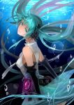  aqua_eyes aqua_hair bare_shoulders elbow_gloves floating_hair gloves hatsune_miku hatsune_miku_(append) long_hair miku_append necktie solo twintails underwater very_long_hair vocaloid vocaloid_append xxx_sherry 