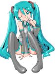  aqua_eyes aqua_hair arm_support boots detached_sleeves hatsune_miku koyopi long_hair necktie panties pigeon-toed rough simple_background sitting skirt smile solo striped striped_panties thigh-highs thigh_boots thighhighs twintails underwear very_long_hair vocaloid white_background wink 