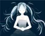  black_background closed_eyes eyes_closed green_hair hands_clasped haru0412 hatsune_miku heart long_hair pale_skin simple_background solo twintails very_long_hair vocaloid 