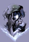  1girl blue_eyes blue_hair face gloves hair_bobbles hair_ornament hands harusame_(unmei_no_ikasumi) hat highres kawashiro_nitori short_hair solo touhou twintails 