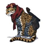  animalization bandolier beret camouflage cat gun hat holster male metal_gear metal_gear_solid metal_gear_solid_3 mixhot no_humans ocelot pun revolver revolver_ocelot scarf simple_background solo too_literal weapon 
