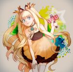  animal_ears bare_shoulders blonde_hair blue_eyes dress hair_ribbon long_hair looking_at_viewer microphone ribbon seeu sia-set smile solo thigh-highs thighhighs twintails very_long_hair vocaloid zettai_ryouiki 