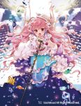  animal_ears bermuda_triangle bubble cardfight!!_vanguard chiba_sadoru fish frilly_dress hat horns long_hair mermaid microphone microphone_stand monster_girl official_art open_mouth outstretched_hand pink_hair red_eyes snow_white_of_the_corals_claire solo tail underwater webbed_hands 