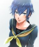  artist_request blue_eyes blue_hair blush breasts bust lips looking_at_viewer persona persona_4 school_uniform shirogane_naoto short_hair solo 