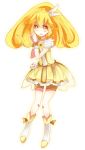  bad_id blonde_hair cure_peace dress kise_yayoi long_hair looking_at_viewer magical_girl mashiro_pima pima_mashiro precure shorts_under_skirt simple_background skirt smile_precure! solo white_background yellow_dress yellow_eyes 