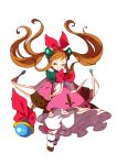  bloomers bow brown_eyes brown_hair dress expressionless hair_bow long_hair lymle_lemuri_phi payot pink_dress so3fans solo star_ocean star_ocean_the_last_hope twintails wand white_background 