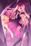  barefoot breasts cleavage dress guilty_crown hair_ornament highres long_hair mizuki_ame ouma_mana pink_hair red_eyes smile solo 