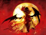  arlmuffin bat_wings full_moon hat moon remilia_scarlet short_hair smirk solo spear_the_gungnir touhou wings 