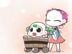  ^_^ alternate_hairstyle baby bald black_eyes blush bucket child closed_eyes eyes_closed forehead green_hair hair_bobbles hair_ornament hairband heart highres in_bucket in_container kisume komeiji_satori lone_wolf_and_cub multiple_girls open_mouth pink_hair shirt short_hair skirt smile stroller third_eye touhou twintails ume_(noraneko) young 