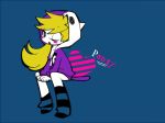  blonde_hair blush_stickers honekoneko honekoneko_(psg) hoodie panty_&amp;_stocking_with_garterbelt panty_(psg) solo striped striped_legwear wink 