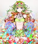  boots breasts cleavage goggles goggles_on_head green_eyes green_hair gumi headphones highres jacket looking_at_viewer megpoid_(vocaloid3) midriff navel nou short_hair skirt smile solo suspenders thigh-highs thigh_boots thighhighs vocaloid zettai_ryouiki 