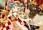  alternate_costume bat_wings blush cake chair cup fang flower food hat jewelry kiseru necklace open_mouth pipe prino_hawell red_eyes remilia_scarlet short_hair sitting solo touhou wine wine_cup wine_glass wings wrist_cuffs 