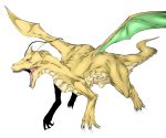  antennae claws daive dragon dragonite fangs horn no_humans open_mouth pokemon realistic red_eyes solo tail wings 