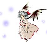  blush frown hat highres kotaka no_nose remilia_scarlet simple_background solo touhou white_background wings 