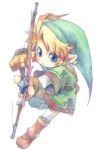  blonde_hair blue_eyes bow_(weapon) earrings hat jewelry link male nintendo pointy_ears source_request the_legend_of_zelda traditional_media weapon 