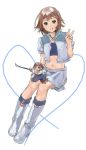  boots chibi crossdressing heart highres jewelry kaisen kinoshita_hideyoshi midriff necklace polearm skirt spear trap v weapon 
