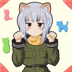  animal_ears blush cat_ears cat_pose highres kannagi_noel military military_uniform paw_pose solo sora_no_woto sweatdrop takumi_(rozen_garten) uniform 