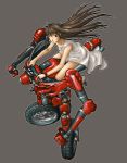  dress fuego long_hair lowres mecha motor_vehicle motorcycle ogata_rin pixel_art rideback rik(iga) simple_background vehicle white_dress 