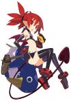  bat_wings choker demon_girl demon_tail disgaea doughnut earrings etna flat_chest food harada_takehito highres jewelry latex latex_gloves midriff nippon_ichi official_art prinny prinny_can_i_really_be_the_hero? red_eyes tail thigh-highs thighhighs twintails wings 