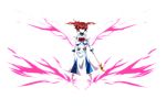  boots bow brown_hair epic hair_ribbon mahou_shoujo_lyrical_nanoha pizaya purple_eyes raising_heart ribbon s_tanly serious short_twintails takamachi_nanoha twintails violet_eyes white_devil 