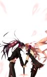  butterfly_wings dress gloves headphones highres jeit kamui_gakupo long_hair magnet_(vocaloid) megurine_luka pantyhose pink_hair ponytail purple_hair vocaloid wings 