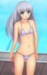  bad_id bikini flat_chest long_hair picolumi pool poolside silver_hair swimsuit 