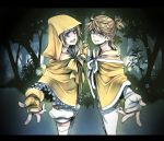  blonde_hair blue_eyes fingerless_gloves forest gloves hand_holding holding_hands kagamine_len kagamine_rin nature outstretched_arm outstretched_hand reaching siblings suzunosuke_(sagula) twins vocaloid 