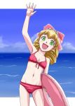  blonde_hair drill_hair green_eyes hina_ichigo innertube kurai_(cry) long_hair rozen_maiden swimsuit waving 