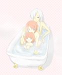  amakusa_juuza bathing bathtub blue_eyes duck nude pontytail redhead short_hair siblings silver_hair sponge umineko_no_naku_koro_ni ushiromiya_ange ushiromiya_battler water 