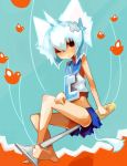  animal_ears aqua_hair barefoot bird cat_ears cat_tail fail_whale feet hair_ornament hairclip oversized_object red_eyes screwdriver tail twit-tan twitter usu 