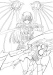  gauntlets greaves monochrome rose_(dragoon) solo sword takebi the_legend_of_dragoon weapon wings 