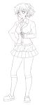  bad_proportions lineart monochrome ponytail poorly_drawn skirt socks transparent_background umineko_no_naku_koro_ni ushiromiya_jessica zatsudan 