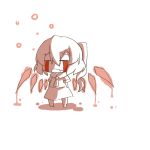  1girl bad_id blood blood_tears bloody_tears chibi closed_eyes eiri_(eirri) fang flandre_scarlet monochrome solo tears touhou 