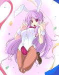  bunny_ears bunnysuit face long_hair pantyhose purple_hair rabbit_ears red_eyes reisen_udongein_inaba suihimaru touhou 