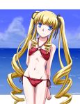  blonde_hair blue_eyes drill_hair kurai_(cry) long_hair mound_of_venus rozen_maiden shinku swimsuit twintails 