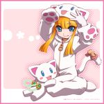  animal_ears blonde_hair blue_eyes cat_ears cat_tail pajamas rockman rockman_zero smile t_tsubasa tail 