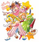  1boy 2boys 2girls androgynous animal_ears bare_shoulders capelet cat_ears cat_tail kemonomimi_mode mihoka multiple_boys multiple_girls popoie purim randi seiken_densetsu seiken_densetsu_2 tail translation_request vambraces 